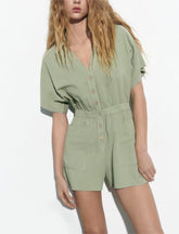 Strampler mit elastischer Taille und schlankmachendem Freizeit-Overall